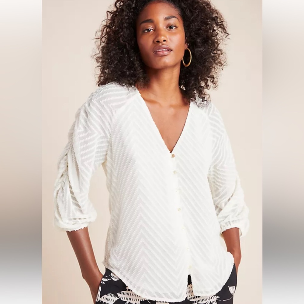 Anthropologie Dolan Left Coast Amy Shirred Blouse Size XS